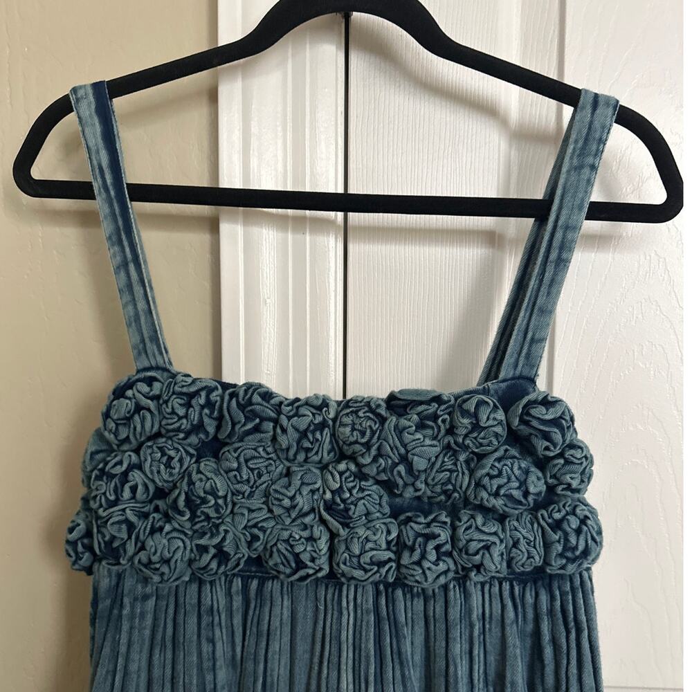 Free People Dolly Denim Midi Dress Rosette‎ Blue - Size Medium - Picture 4 of 8